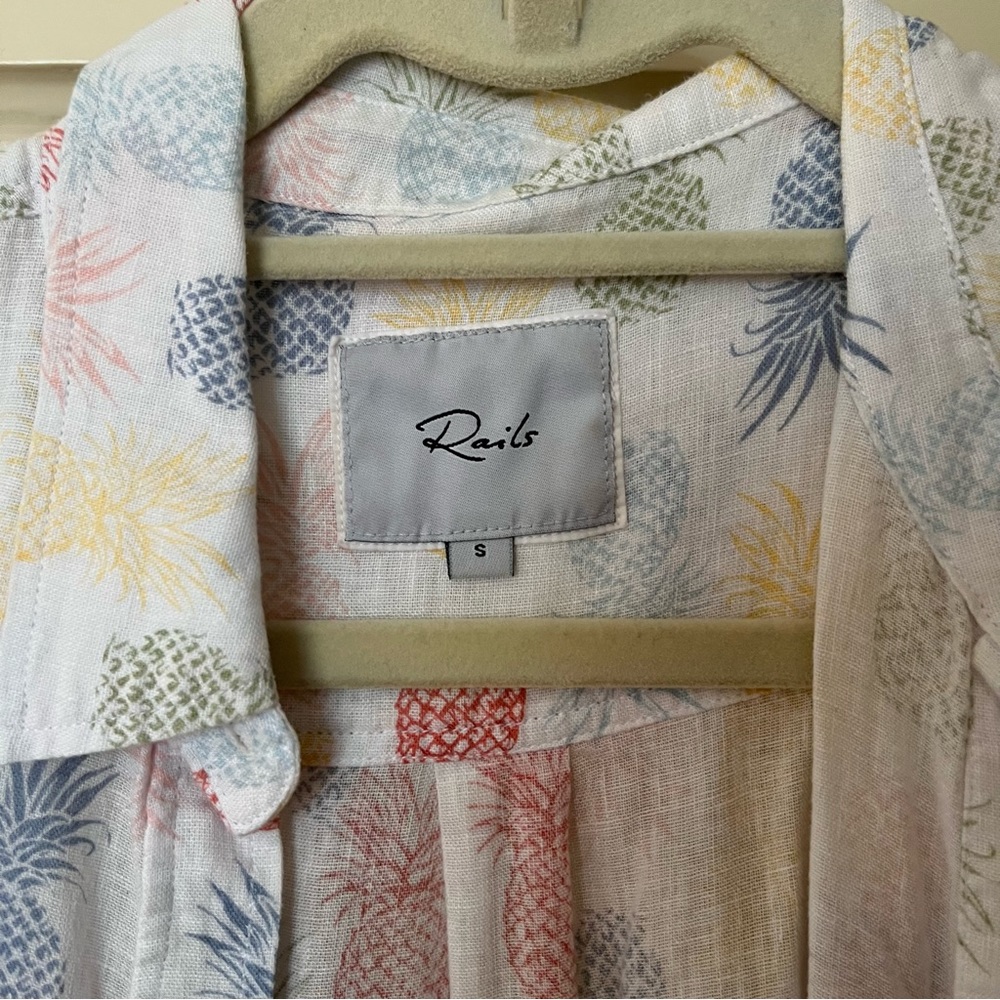 Rails Charli Pineapple Linen Blend Button Down To… - image 3